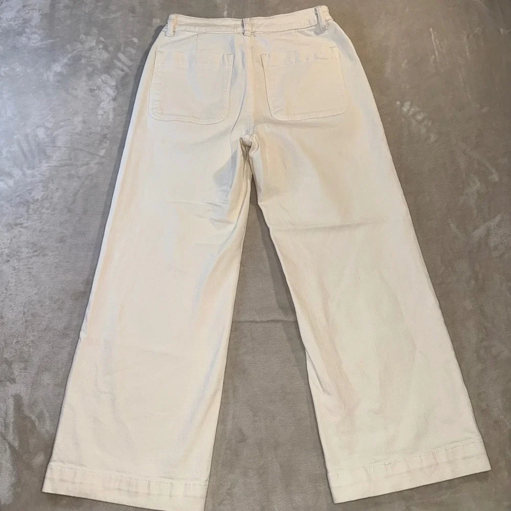 DL1961 Marianna Hewitt Hepburn High Rise Wide Leg Jeans Eggshell White 28